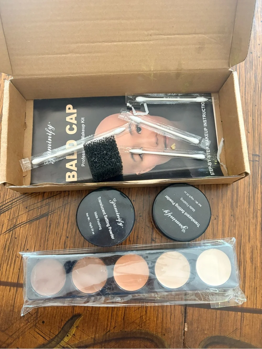 Bald cap kit Glamour Pro Makeup Concealer Palette & Setting Powder